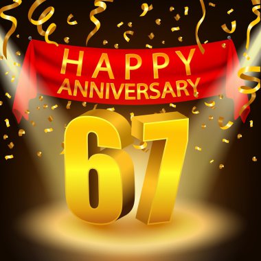 Altın konfeti ve spot ışığı ile Mutlu 67 yıldönümü kutlaması