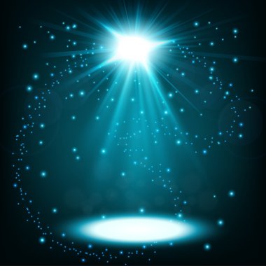 Yüzen sprinkles ile mavi projektör ışığı