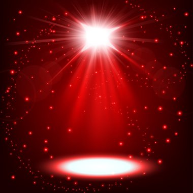 Yüzen sprinkles ile kırmızı projektör ışığı