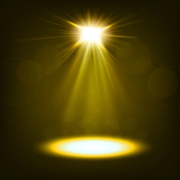 Gold Spotlight lyser — Stock vektor