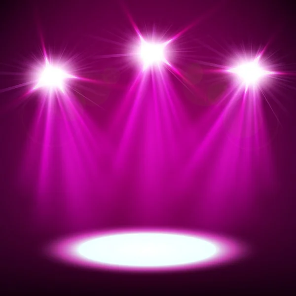 Violett spotlights skiner — Stock vektor
