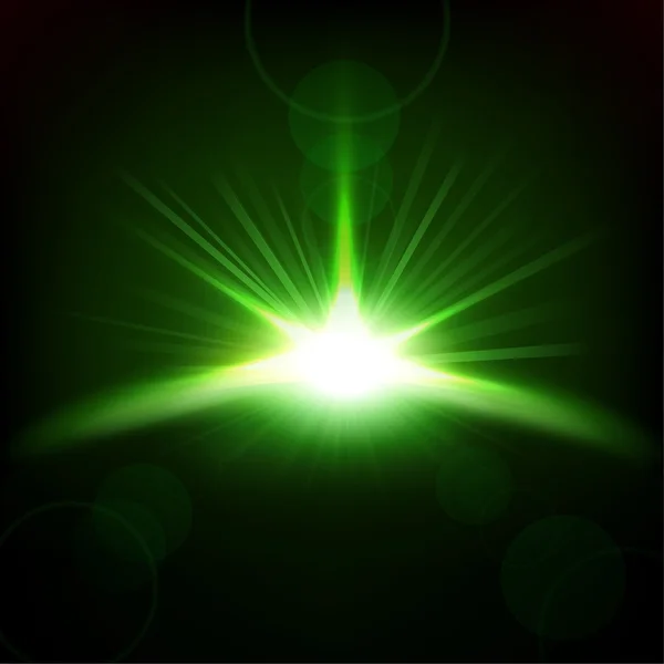 Grön strålar stiger bakgrund — Stock vektor