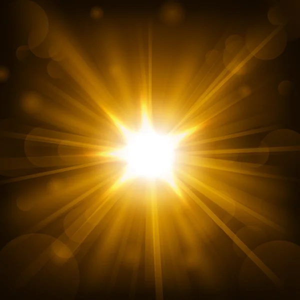 Gold shine with lens flare background — Stock Vector