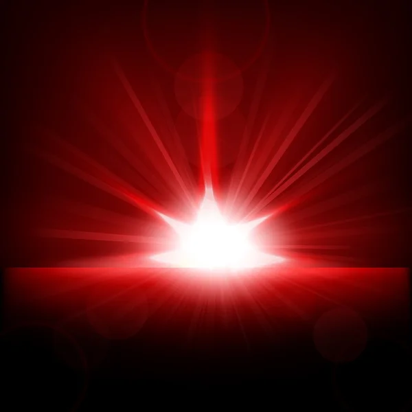 Röda strålar stiger från Horisont — Stock vektor