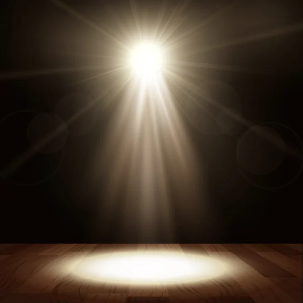 Spotlight in show performance with wood floor — Stock Vector