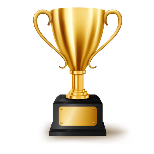 Realistic Golden Trophy with text space, Vector Illustration