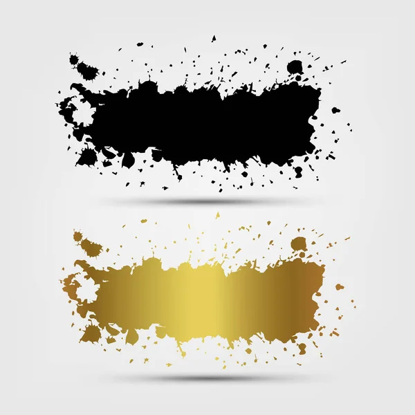 Salpicaduras Oro Negro Con Espacio Texto Vector Illustration — Archivo Imágenes Vectoriales