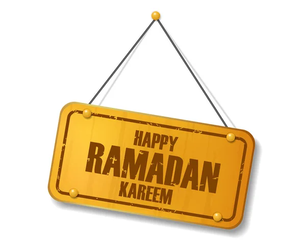 Vintage Παλιά Χρυσή Πινακίδα Happy Ramadan Kareem Κείμενο — Διανυσματικό Αρχείο