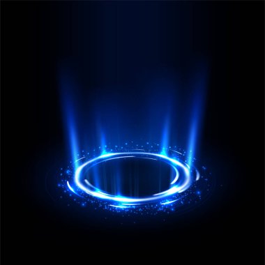 Kıvılcımlarla dönen mavi ışınlar. Ürün reklamcılığı, ürün tasarımı ve diğer şeyler için uygundur.