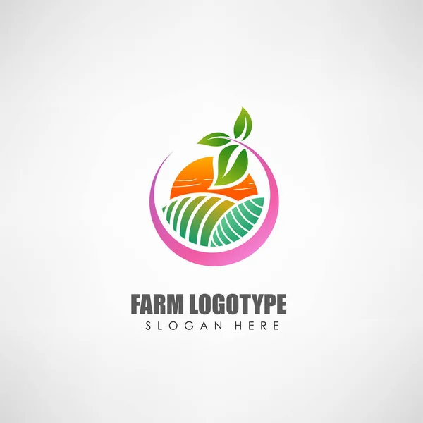 Modèle Logo Concept Agricole Étiquette Pour Les Produits Naturels Éco — Image vectorielle