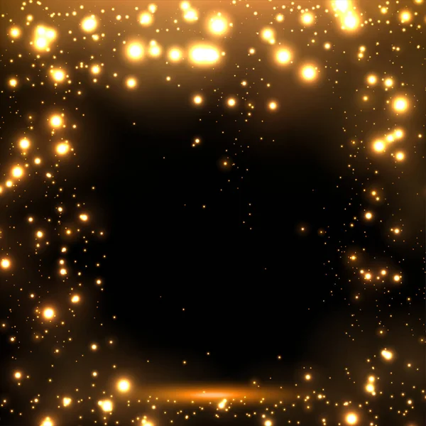 Gold Sparkle Glitter Falling Background — Stock Vector