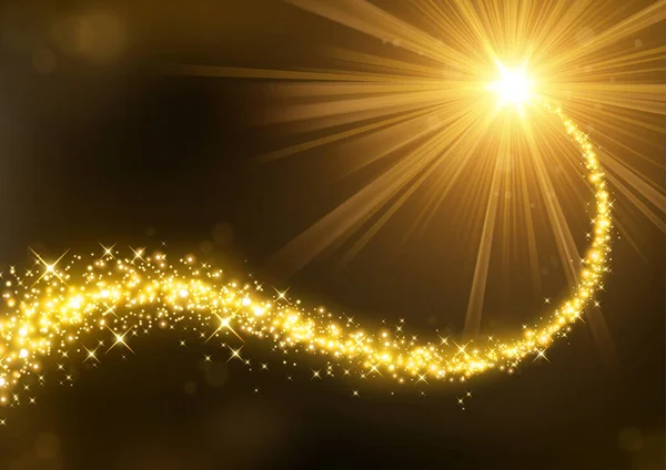 Magic Gold Glitzert Mit Beleuchtetem Hintergrund — Stockvektor