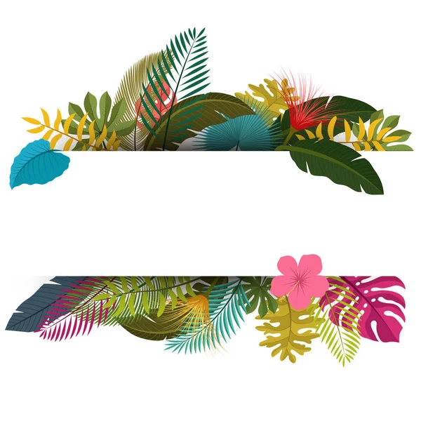 Tropical Deja Vintage Floral Con Espacio Para Texto Fácil Editar — Archivo Imágenes Vectoriales