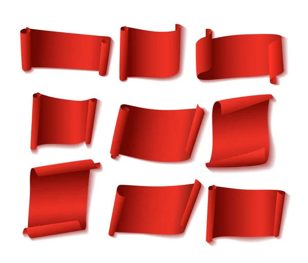 Набір Червоних Паперових Банерів Підходить Продажу Банерів Вітальних Листівок Тощо — стоковий вектор