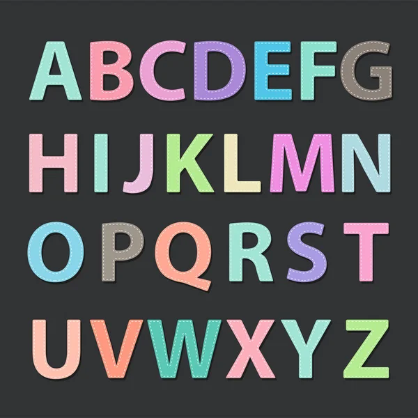 Alfabeto Set Multicolore Con Effetti Cuciti Illustrazione Vettoriale — Vettoriale Stock