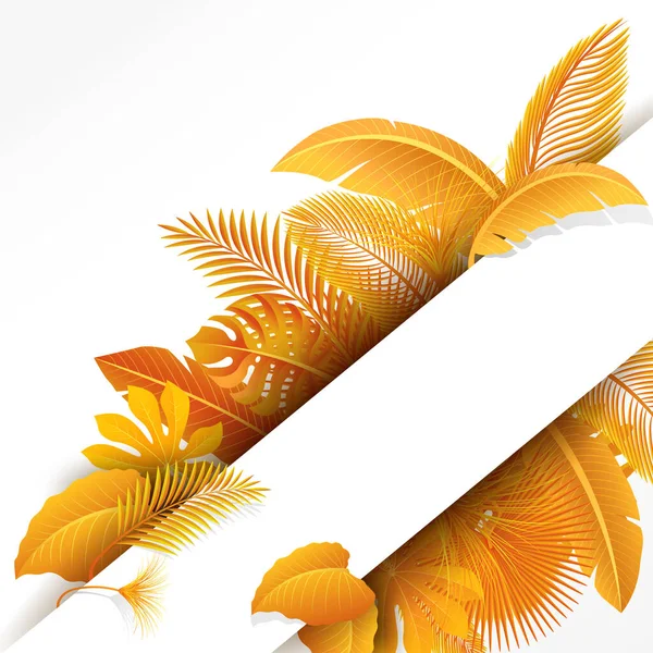 Zeichen Mit Textfläche Von Turn Yellow Tropical Leaves Geeignet Für — Stockvektor