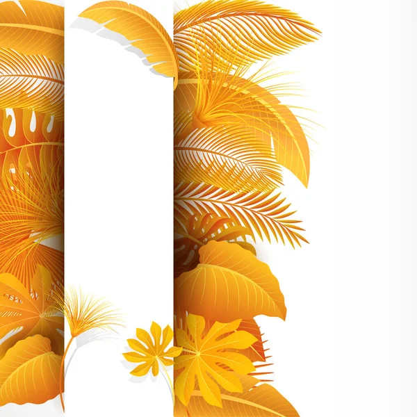 Zeichen Mit Textfläche Von Turn Yellow Tropical Leaves Geeignet Für — Stockvektor