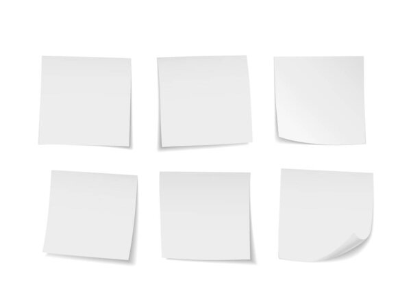 Набор белых липких нот. Подходит для заметок, рекламы и других. Векторная миграция