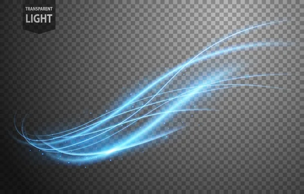 Ligne Lumière Ondulée Bleue Abstraite Avec Fond Transparent Isolée Facile — Image vectorielle