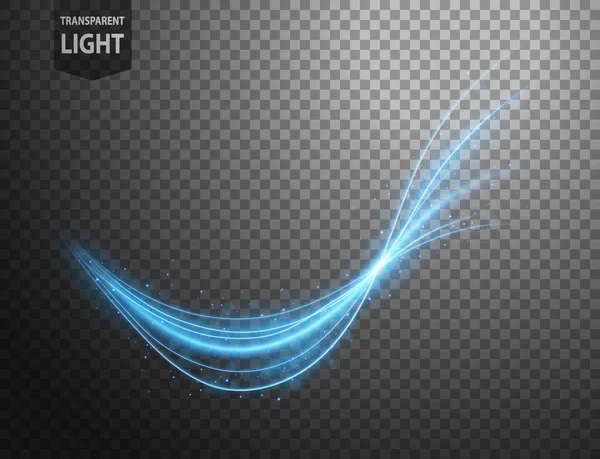 Αφηρημένη Μπλε Κυματιστή Γραμμή Φωτός Διαφανές Φόντο Απομονωμένη Και Εύκολη — Διανυσματικό Αρχείο