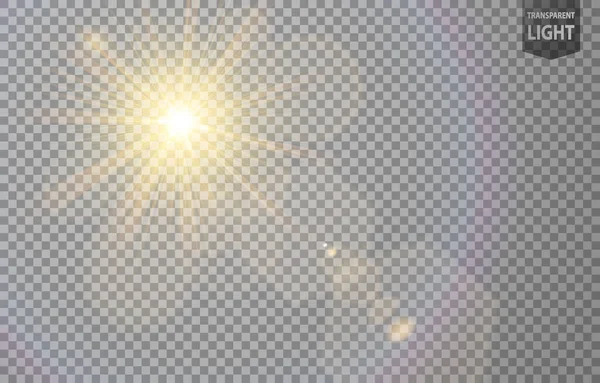 Abstracte Zon Schijnt Met Lens Flare Wazig Beweging Gloeien Schittering — Stockvector