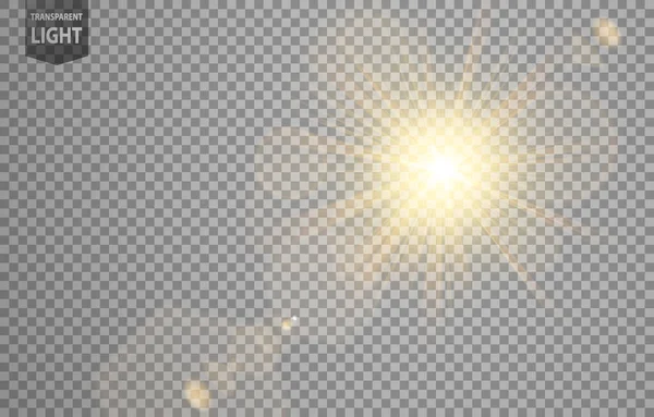 Abstrakte Sonne Scheint Mit Linsenschlag Und Verschwommenem Bewegungsglühen Isoliert Auf — Stockvektor
