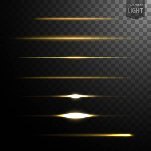 Abstrakt Guld Ljus Linjer Isolerade Transparent Bakgrund Lätt Överförs Till — Stock vektor