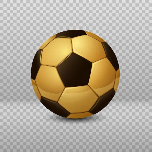 Детальный Золотой Футбольный Мяч Изолирован Прозрачном Фоне Векторная Миграция — стоковый вектор
