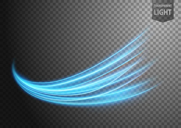 Αφηρημένη Μπλε Κυματιστή Γραμμή Φωτός Διαφανές Φόντο Απομονωμένη Και Εύκολη — Διανυσματικό Αρχείο