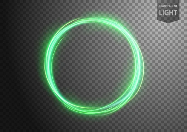 Абстрактна Зелена Хвиляста Лінія Світла Прозорим Фоном Ізольована Легко Редагувати — стоковий вектор