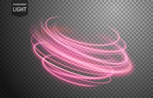 Abstrakcyjna Różowa Linia Światła Przezroczystym Tłem Odizolowana Łatwa Edycji — Wektor stockowy