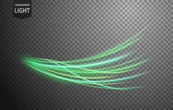 Linha Luz Ondulada Verde Abstrato Com Fundo Transparente Isolado Fácil —  Vetores de Stock