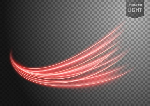 Abstracte Rode Golvende Lichtlijn Met Een Transparante Achtergrond Geïsoleerd Gemakkelijk — Stockvector