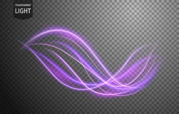 Abstract Violet Golvende Lichtlijn Met Een Transparante Achtergrond Geïsoleerd Gemakkelijk — Stockvector