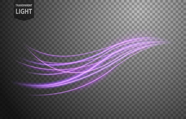 Linha Luz Ondulada Violeta Abstrato Com Fundo Transparente Isolado Fácil —  Vetores de Stock