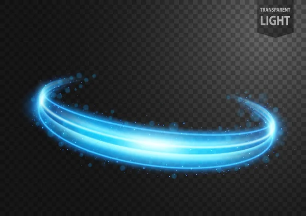 Ligne Lumière Bleue Abstraite Avec Étincelles Bleues Sur Fond Transparent — Image vectorielle