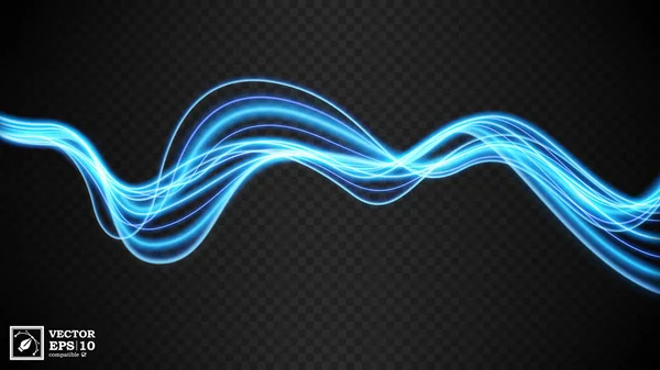 Абстрактна Синя Хвиляста Лінія Світла Прозорим Фоном Ізольована Легко Редагується — стоковий вектор