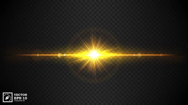 Ligne Abstraite Lumière Dorée Avec Étincelles Bleues Sur Fond Transparent — Image vectorielle