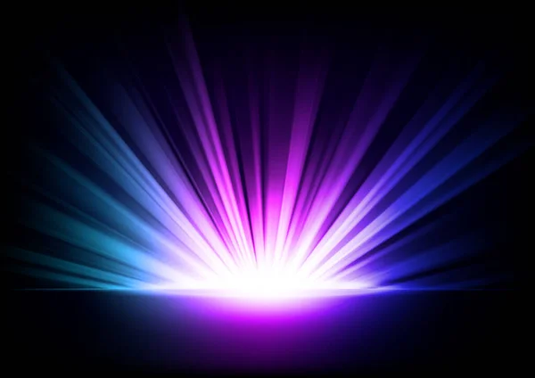 暗い背景で上昇する多色の光線 ベクターイラスト — ストックベクタ