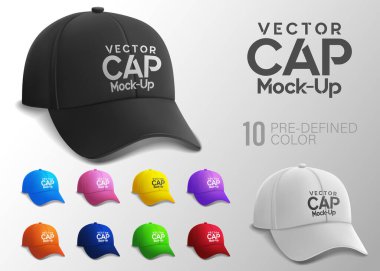 Ön tanımlı Renk ile yan görünümde Cap Mock-Up, düzenlemek ve yerleştirmek kolaydır. Vektör Gerçekçi İllüstrasyon
