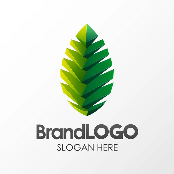 Marca Logo Green Leaf Template Shape Low Poly Adatto Identità — Foto Stock