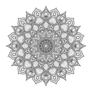 Beyaz izole arkaplanda dairesel Mandala Deseni, Vektör Resimleri