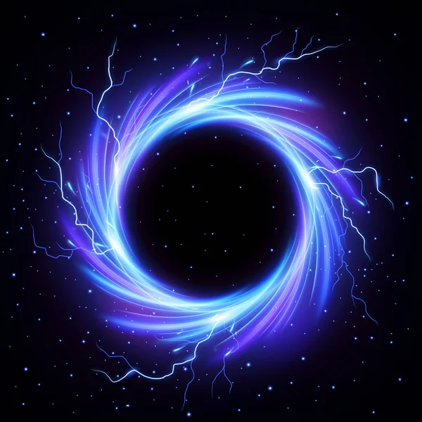 外有闪电的黑洞涡旋 科学概念矢量图解 — 图库矢量图片
