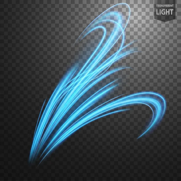 Abstrakt Blå Vågig Linje Ljus Med Transparent Bakgrund Isolerad Och — Stock vektor