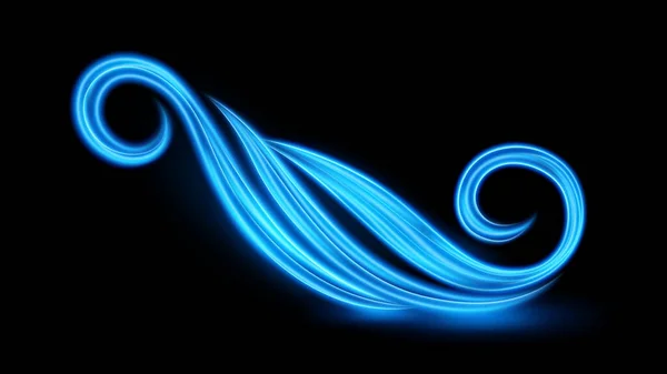 Αφηρημένη Μπλε Κυματιστή Γραμμή Φωτός Μαύρο Φόντο Απομονωμένη Και Εύκολη — Διανυσματικό Αρχείο
