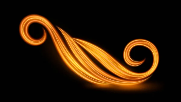 Абстрактна Золота Хвиляста Лінія Світла Чорним Тлом Ізольована Легко Редагується — стоковий вектор
