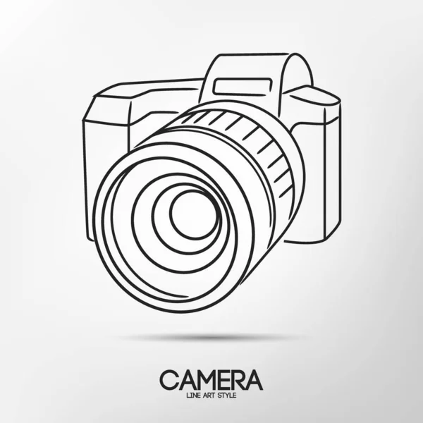 Camera Line Art Vector Illustration — Stock Vector