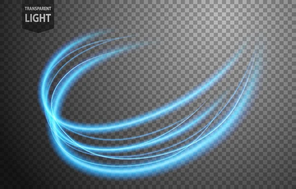 Abstract Blauwe Golvende Lichtlijn Met Een Transparante Achtergrond Geïsoleerd Gemakkelijk — Stockvector