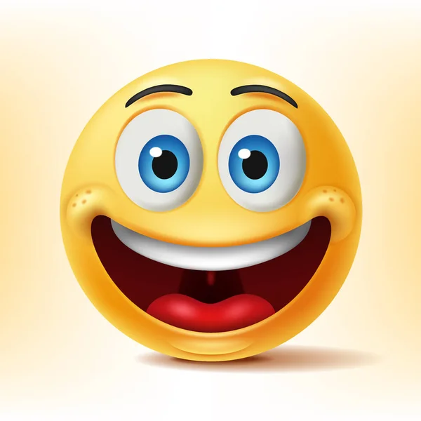 Smiley Menghadapi Karakter Emoticon Dengan Ekspresi Wajah Bahagia Ilustrasi Vektor - Stok Vektor