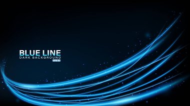 Koyu arkaplanda mavi ışık çizgisi, Vektör İllüstrasyonu